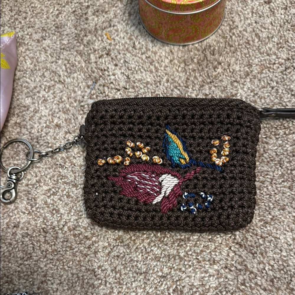 The Sak Dark Brown Crochet Coin Purse